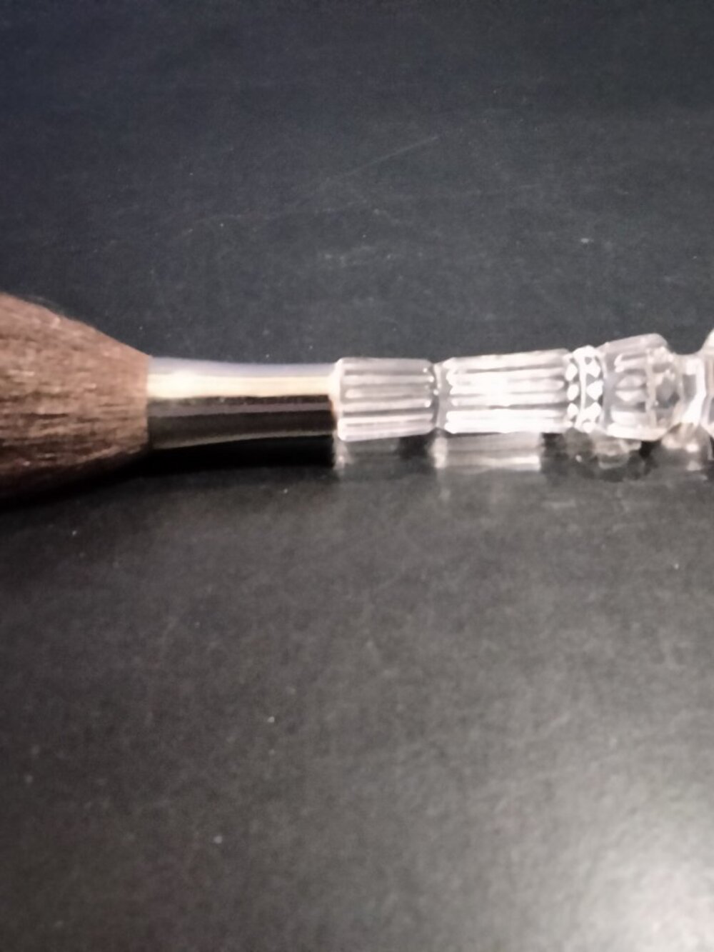 Waterford Crystal Powder Makeup Brush, 6.25” Long, Vintage - Picture 2 of 6